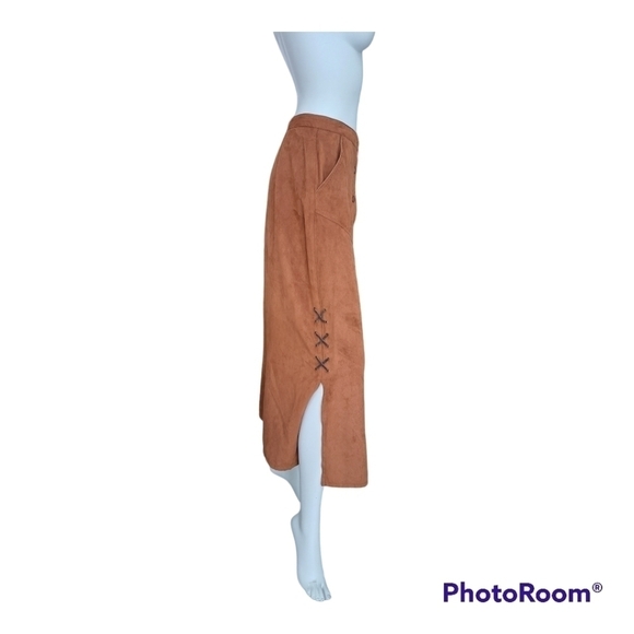 CmCat Out au naturel maxi skirt 100% suede leather tan western skirt size 9 - Picture 7 of 16